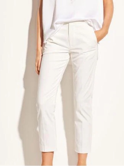 Vince Women 8 Off White Cotton Blend Twill Cropped Coin Pocket Chino Pants Nwt